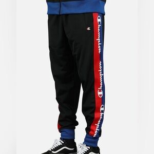Champion Track Pants with Red & Blue Logo Side Stripes EUC Men’s S